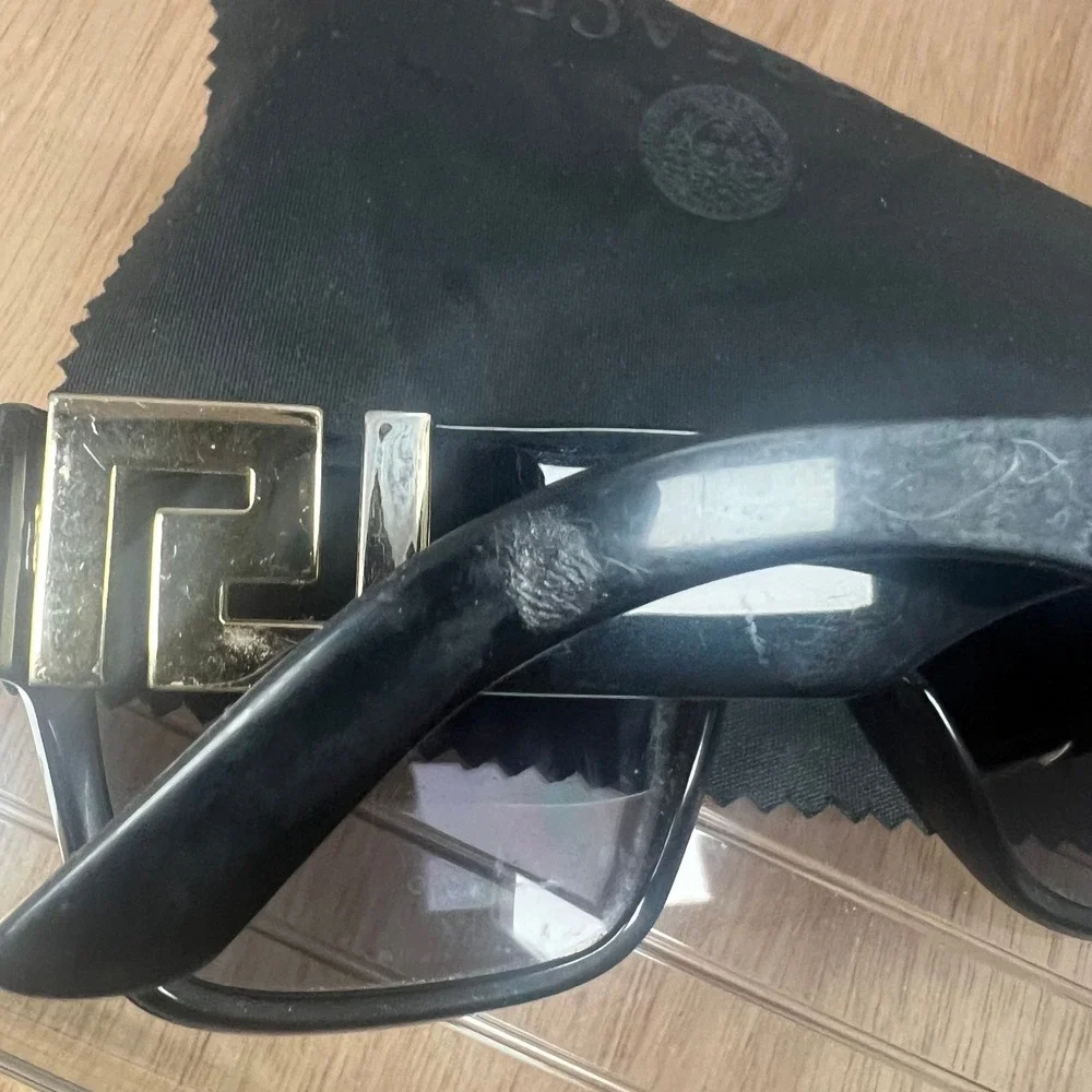 Versace Sunglasses Men 59mm Black Fair Polarized Greca Key Mod 4296 GB1/81